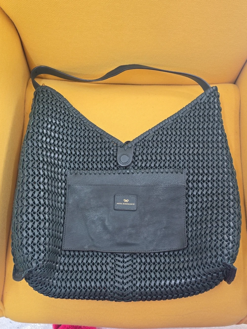 Anya Hindmarch  Woven Tassel Leather Hobo Bag